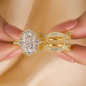 Maxine Vintage 3.0ct Radiant Cut Insert Engagement Ring Set,Bridal Ring Set,5A Cubic Zirconia Women's Ring Jewelry,Wedding Ring Set for Daily,Travel,Proposal,Birthday,Anniversary