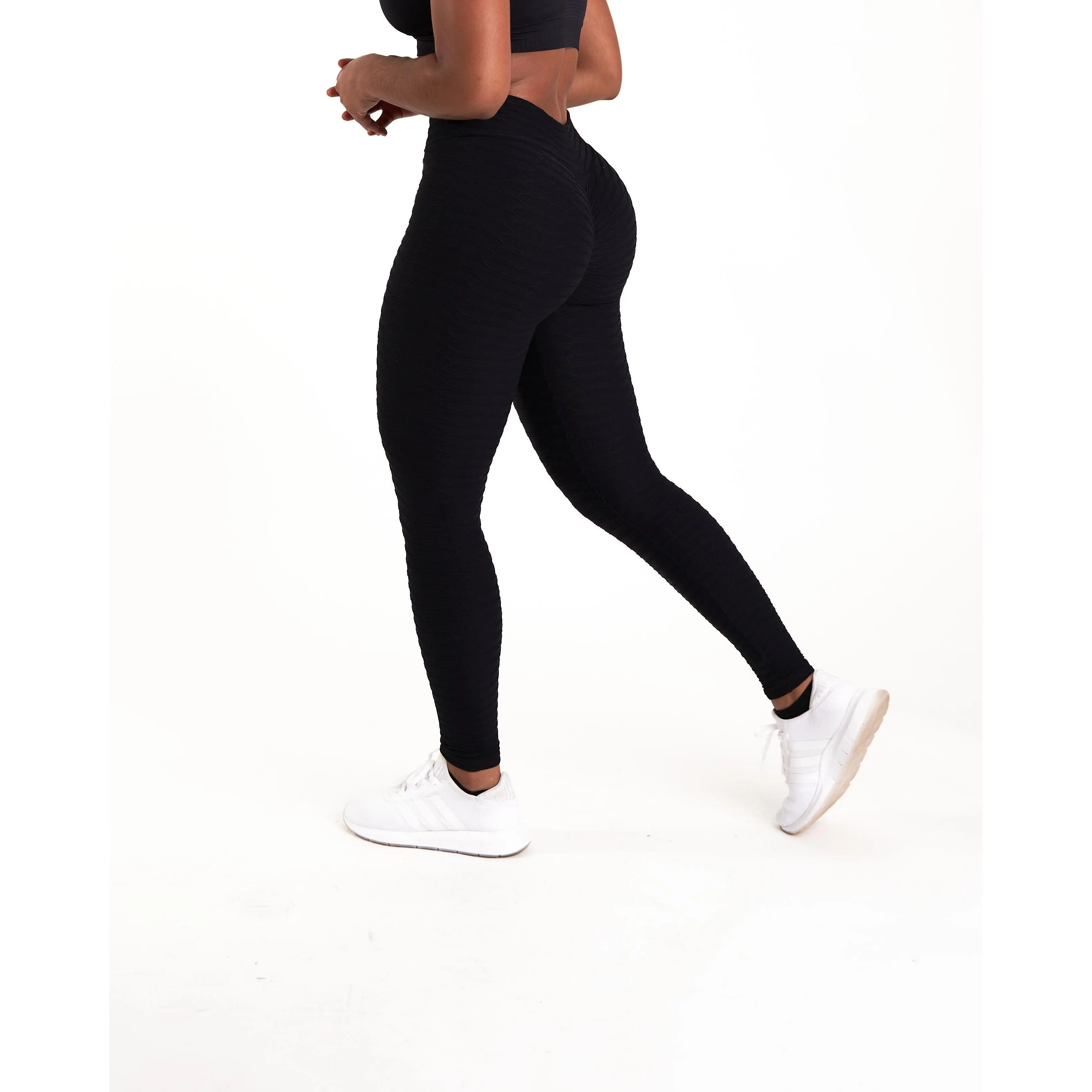 Black Textured Leggings