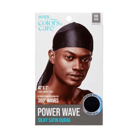 Kiss Colors & Care Power Wave Silky Satin Durag - Black
