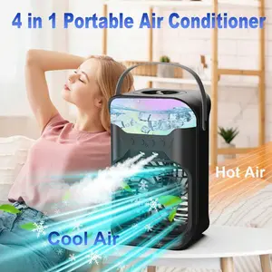 Portable Air Conditioners With Remote, Personal Mini Air Conditioner For Bedroom Desktop Office,1500ml Water Tank, 3 Wind Speeds, 4-In-1 Portable AC With 6H Timer, 2 Cool Mist, 7 Lights