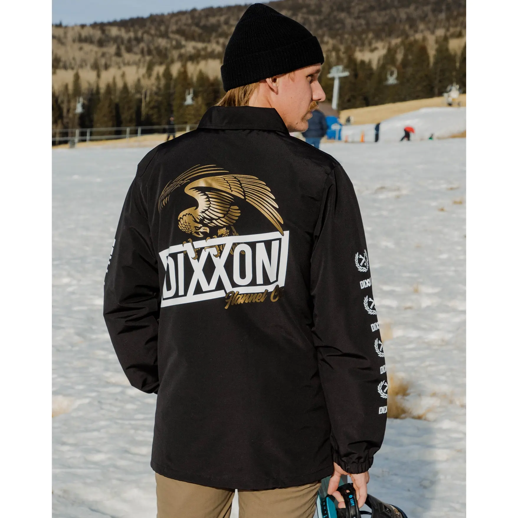 White & Gold Golden Eagle Coaches Jacket - Black