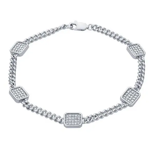 Sterling Silver Diamond Curb Chain Bracelet