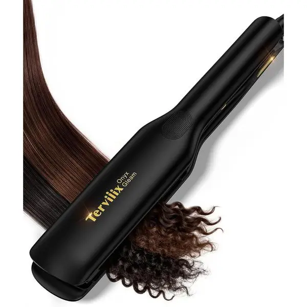 Terviiix Flat Iron Hair Straightener, Cover More Hair in One Pass, 1.75 in | 2x Faster Styling for Thick Coarse Curly Hair, 4.7 inch Long 3D Floating Plates, Salon 450°F, Ionic & Ceramic, Less Damage