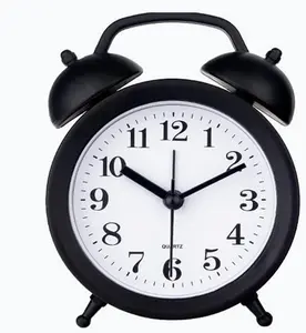 Kids Alarm Clock - Double Bell Classic Home Cute Operated Analog Mini Round Bedside Desk Alarm Clock for Kids & Students - Black