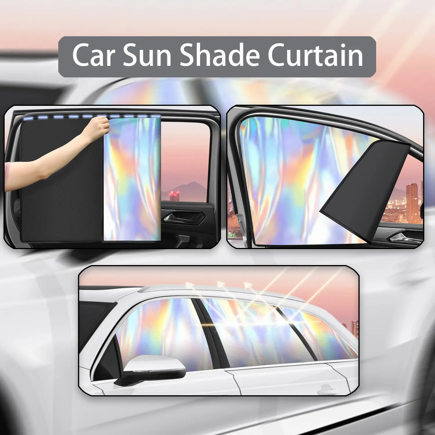 Car Magnetic Sunshade Heat Insulation Privacy Curtain Set, Laser Silver Reflective Layer, Easy Install Remove, Suitable for Sedan Suv, Car Sun Shades, Car Accessory