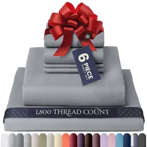 Silky Soft Sheet Set - Luxury 6 Count Bed Sheets, Secure-Fit Deep Pocket, Breathable & Elastic, Oeko-Tex Certified, Wrinkle Free