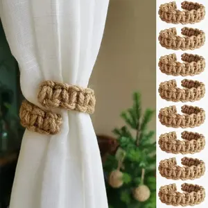 Hand-Woven Hemp Rope Curtain Tie, 8 Counts Decorative Curtain Tie, Curtain Accessories for Home Living Room Bedroom Decor, Interior Decoration Accessories