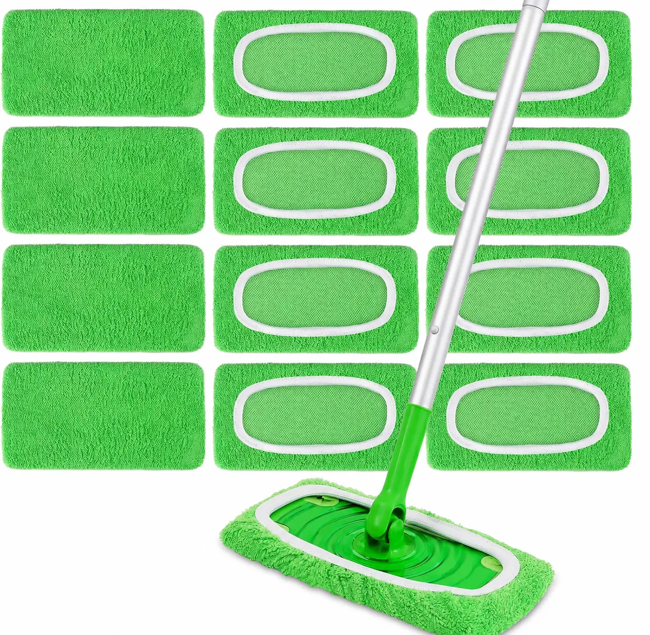 12Pcs Reusable Microfiber Mop Pads Compatible with Sweeper Mops,Dry Sweeping Cloths & Wet Mopping Pads Refills,Washable Mop Pads for Floor Cleaning