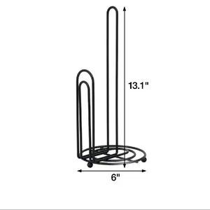 Metal Countertop Paper Towel Holder Stand Kitchen Roll Dispenser Black 13.1" x 6" for Storage