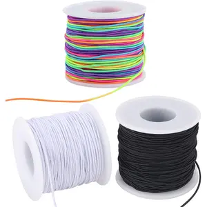 3 Rolls Durable Elastic Cord for Bracelets Stretchy String for Bracelets, Sturdy Elastic String Cord for Jewelry Making, Necklaces, Beading and Crafts (Black&Wihte&Rainbow)