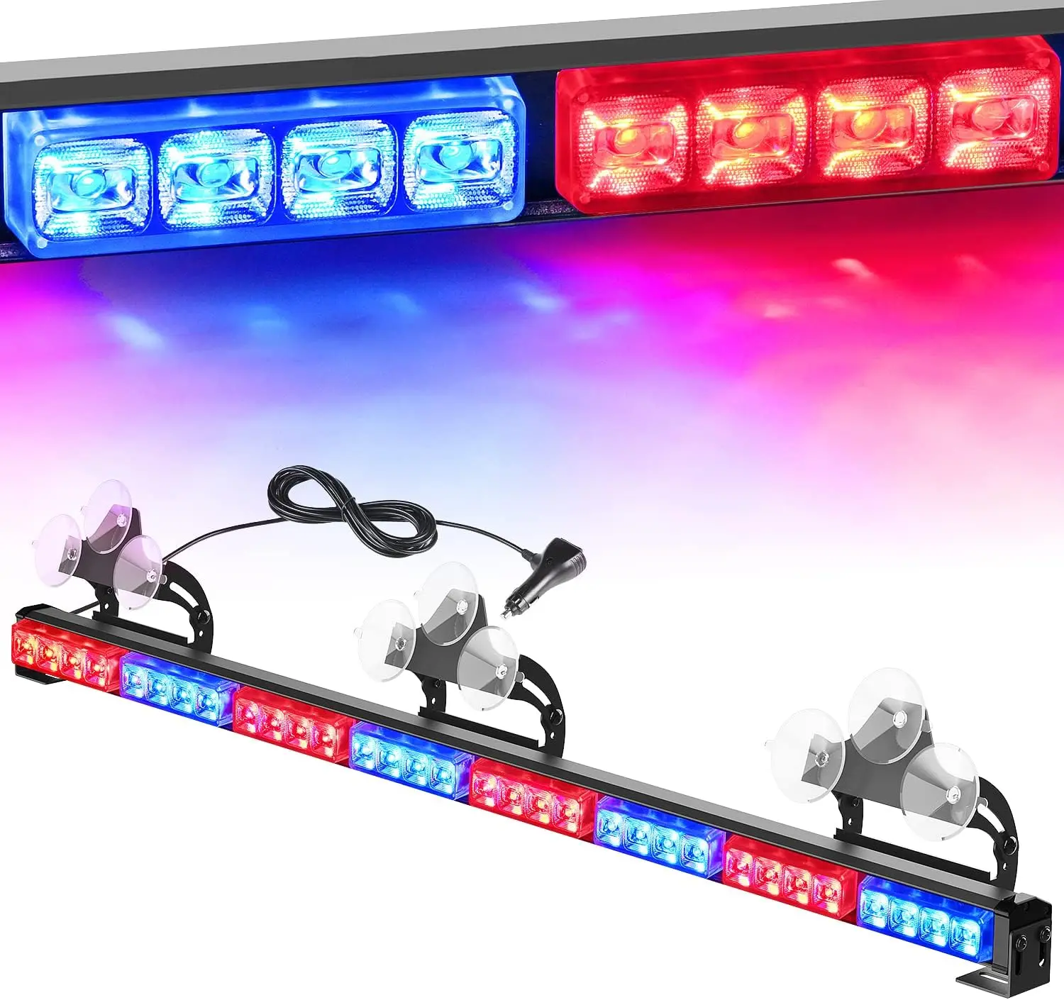 Nilight 35in 32-LED Directional Traffic Light Bar - 21 Flash Patterns, 12V Power Plug LED Work Light for Trucks, Construction Vehicles Accessories