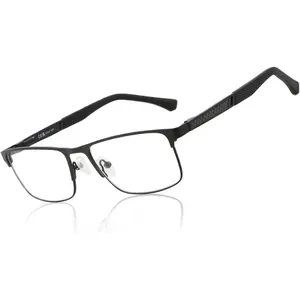 Blue Light Glasses for Men, Black Reading Glasses, Square Frame Computer Glasses, Anti Glare Metal Readers
