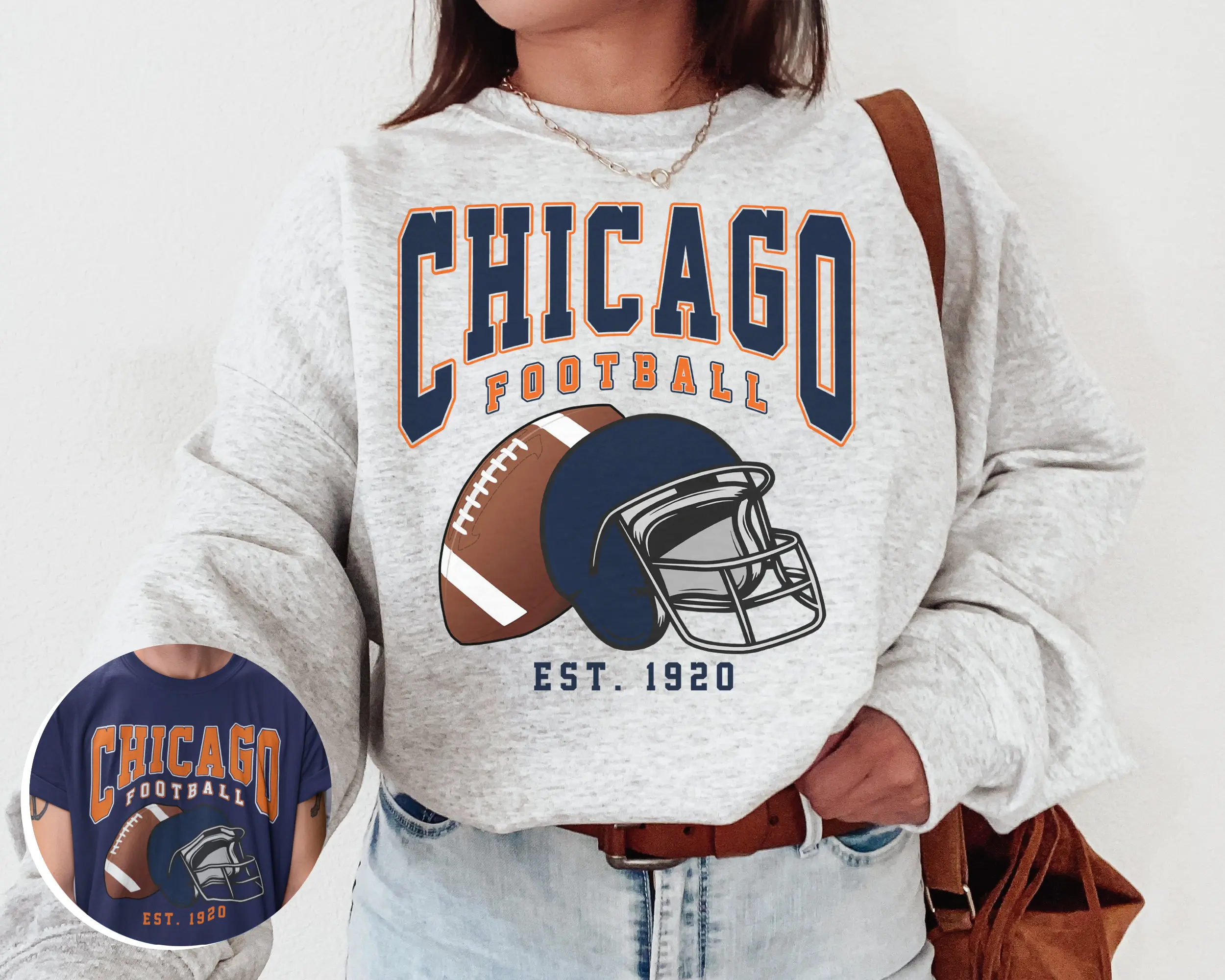 Vintage Chicago Football Crewneck Sweatshirt / T-Shirt Bears Shirt Vintage Style Chicago Shirt Chicago Fan Gift Casual Cotton