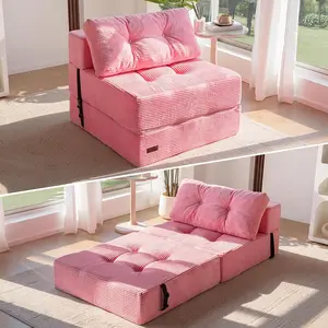Folding Sofa Bed, Convertible Sofa Bed with High-Density Support , Portable 4 in 1 Fold Out Chair to Floor Lounger, Versatile Floor Couch for Living Room Bedroom,