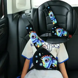 2pcs Shoulder & Abdominal Safety Belt Pads, Anti-Choking, Non-Slip, Comfortable, Universal Fit, Cartoon Design, Cute, All-Season Use, Car Seat Attachment