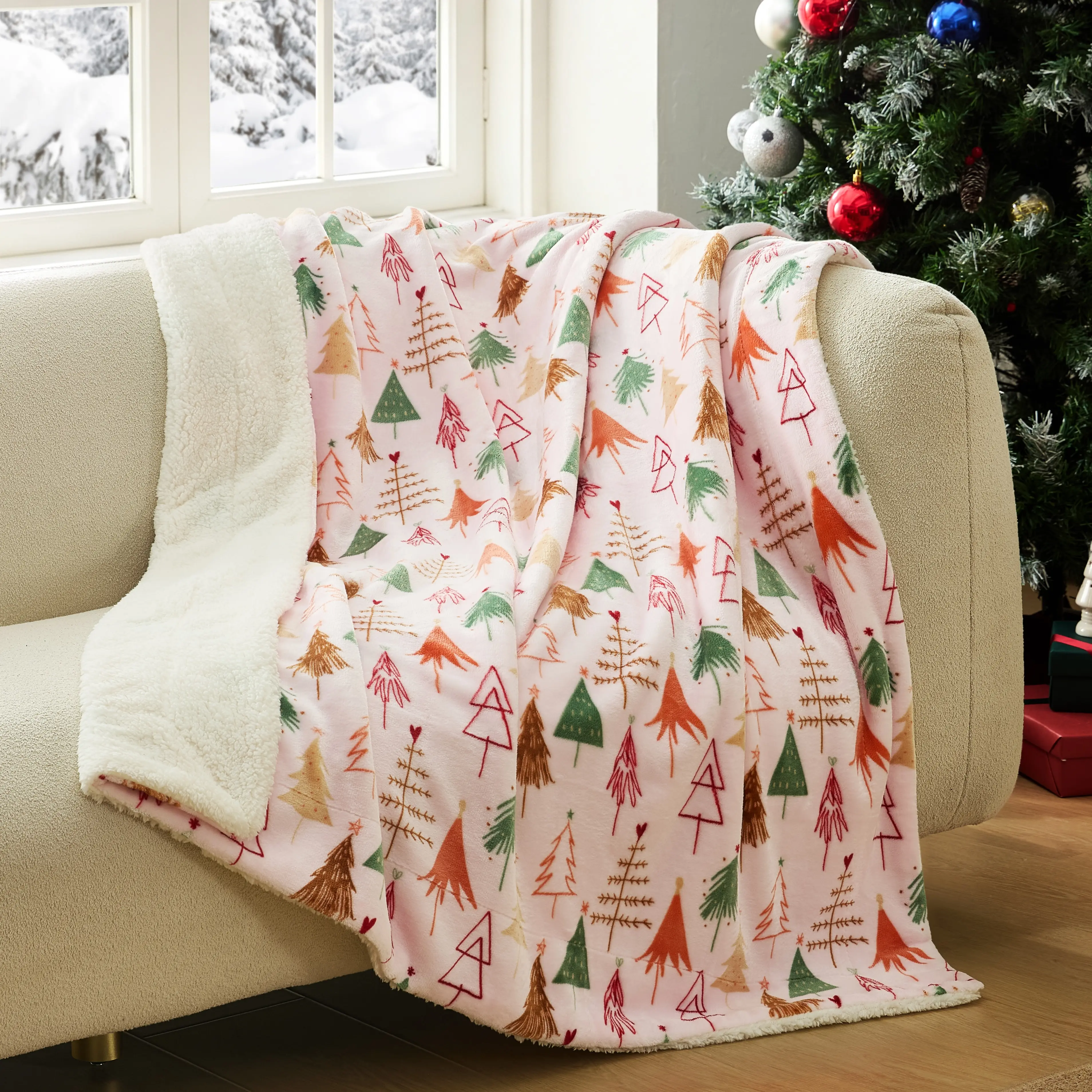 CGK | Christmas Holiday Sherpa Blanket - Warm & Cozy Plush Throw for Couch or Bed