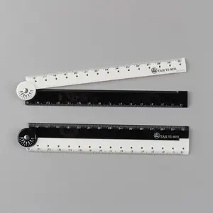 2 Pcs 30 cm/ 12 Inch Folding Ruler Multi Acrylic Foldable Angle Measurement Ruler Clear Flexible Black and White Adjustable Geometry Measuring Tools for Drawing School Classroom