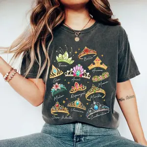 Comfort Colors Princess Crown Graphic Shirt  Fairytale Girl Trip Tee  Pastel Fantasy Castle Vacation Shirt  Wonderland Inspired Unisex T-Shirt