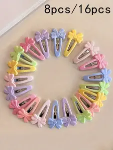 Cute Flower Bow Hair Clips Set, 8/16 Pieces, Sweet Colorful Accessories for Doll Heads, Women Girls, Collectors, Costume Parties, Photo Props