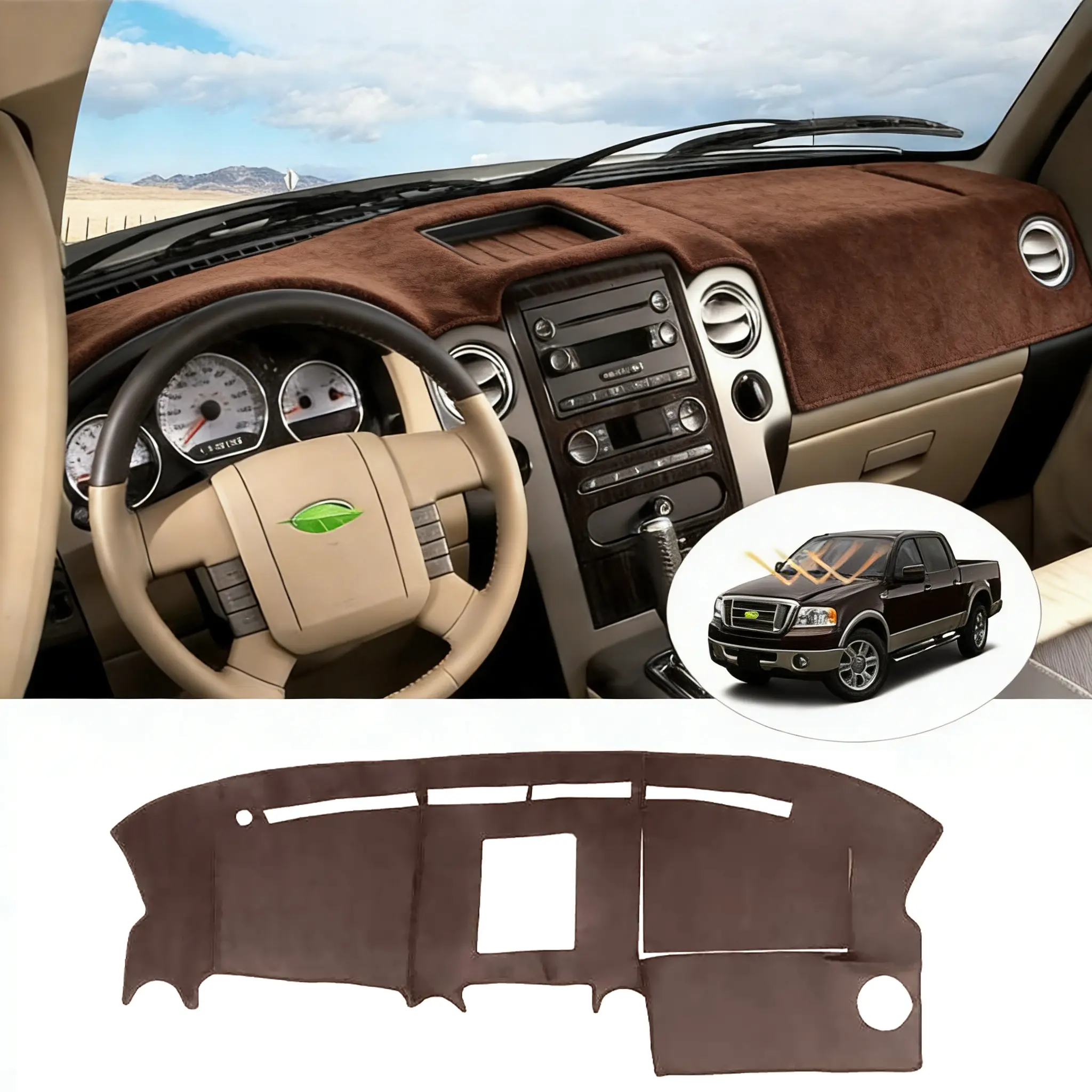 KUST Dash Cover for Ford F150 2004-2008 & Lincoln Mark LT, Silicone-Backed Felt Anti-Slip Pad for Car Dashboard, Auto Parts Accessory for Trucks & Cars, Car Auto Accessory