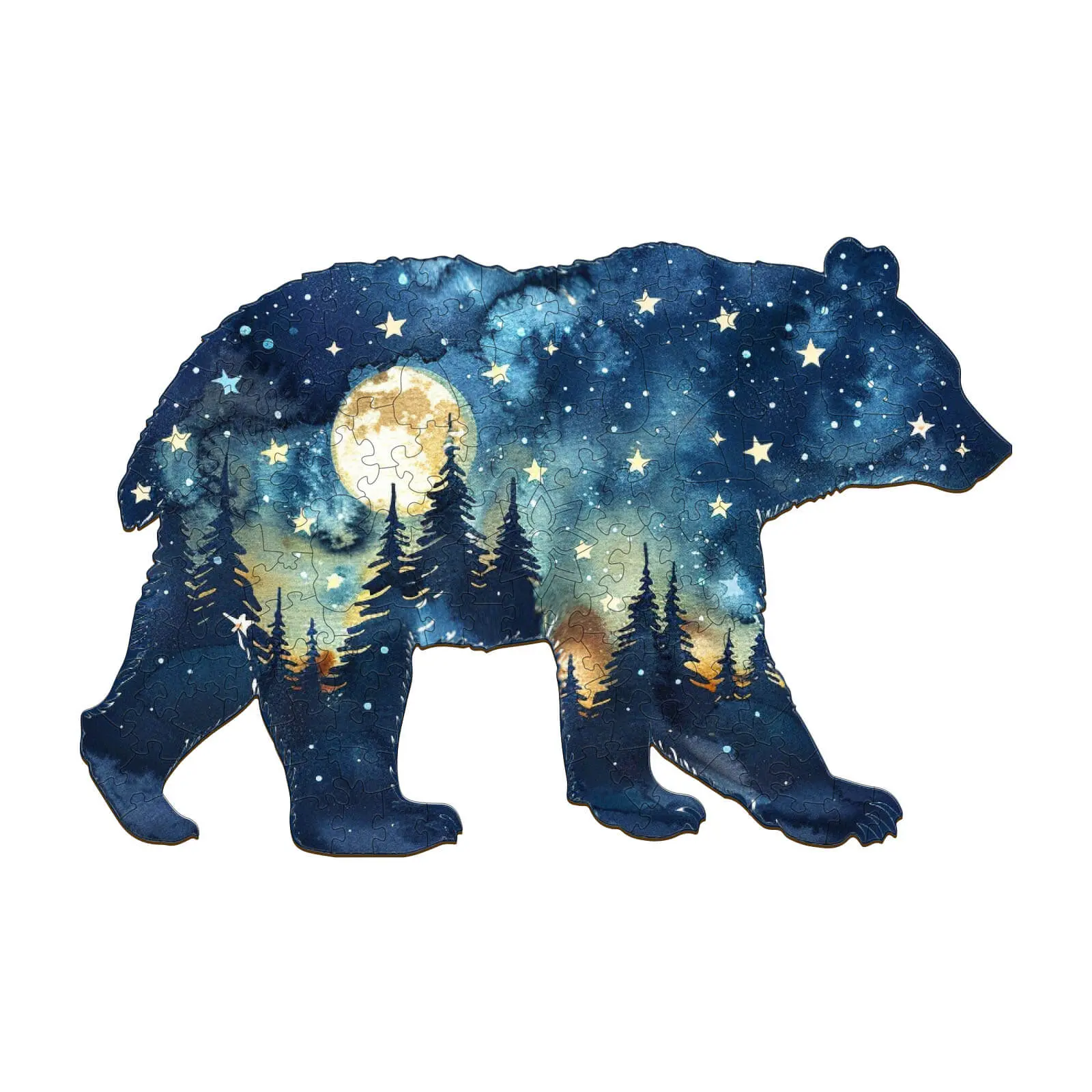 Astral Bear Wooden Jigsaw Puzzle for Adults and Kids Unique Shape Animal Wood Puzzles Challenging Puzzle, Family Game Creative Gifts，Laser-Cut Durable HDF Wood Puzzle Crafts