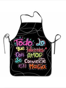 1 pc. Spanish Heart-Print Magic Apron - Unisex for Home Use - Ideal for everyday cooking, baking, house cleaning, gardening, crafts, barbecuing, and family gatherings - Workwear for household chores
