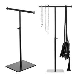 Bjewego 2-Pack Jewelry Organizer Stand with Adjustable T-Bar Hooks – Necklace, Purse, Scarf, Handbag & Accessory Display for Closet, Boutique or Retail Store – Durable Tabletop Holder for Fashion Storage