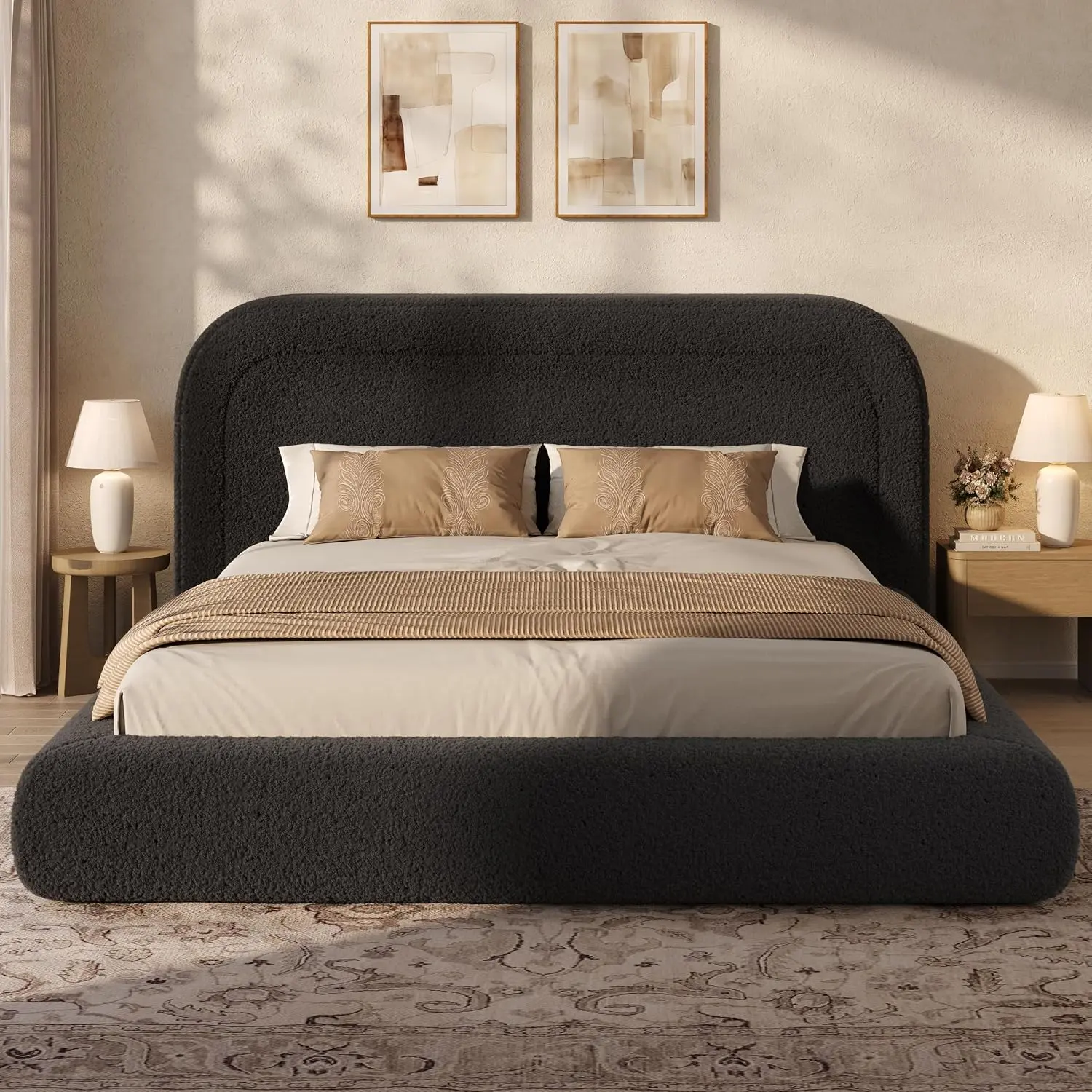 ADORNEVE California King Upholstered Bed with 5.9" Headboard
