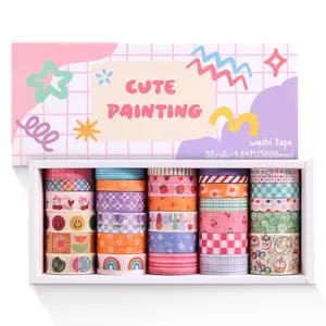 PAGEMORE 32 Rolls Colorful Cute Floral Writable Washi Tape Set, Decorative Tapes for Scrapbooking and Journaling, Junk Journal Supplies, Bullet Journaling for Women Girl 5-30Mm Wide 9.84Ft Long/Roll