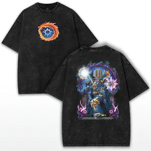Thousand Sons Graphic Tee – Mineral Wash Warhammer Inspired Shirt with Mystic Sorcerer Art for Sci-Fi & Fantasy Fans