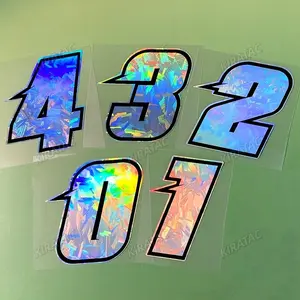 1 Piece Holographic Carbon Arabic Numeral 0-9 Motorcycle Sticker, Waterproof Vinyl Self-adhesive, Suitable for Motorcycle Fairing, Windshield, Motorcycle Body, Fuel Tank, Fender, Christmas and Halloween Gifts, Decals Stickers