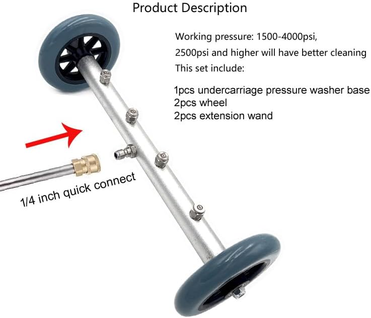 2026 Pressure Washer Undercarriage Cleaner, 16 Inch Power Washer Surface Cleaner, Undercarriage Water Car Broom Attachment with Extension Wand, 4000 PSI