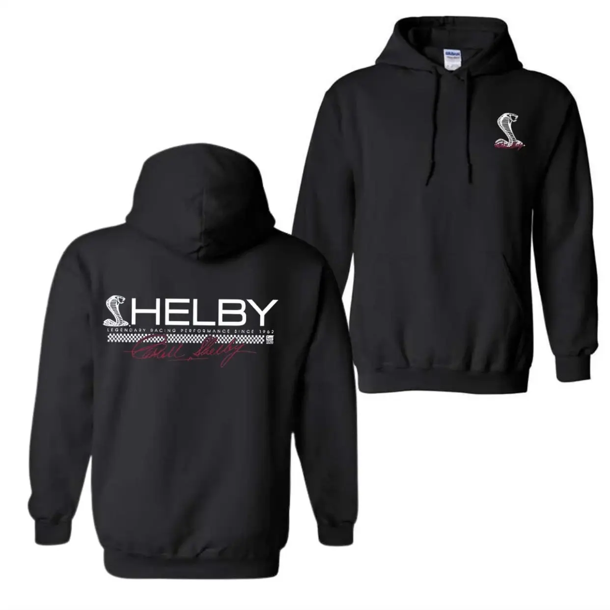 Cobra Strip Design Hoodie, Carroll Shelby Pullover Hoodie, Sport Car Pullover For Ford Fans & Performance Car Lovers