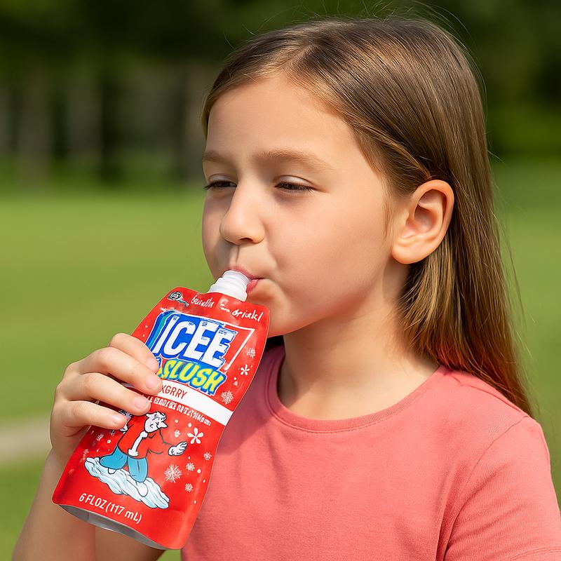 ICEE Slush 12-Pack Frozen Fruit Drink Pouches 6oz Each Red Cherry Just Freeze Squeeze for Instant Slushy Drink No Machine Needed Perfect for Parties Lunchboxes & Gifts Natural Taste Beverage