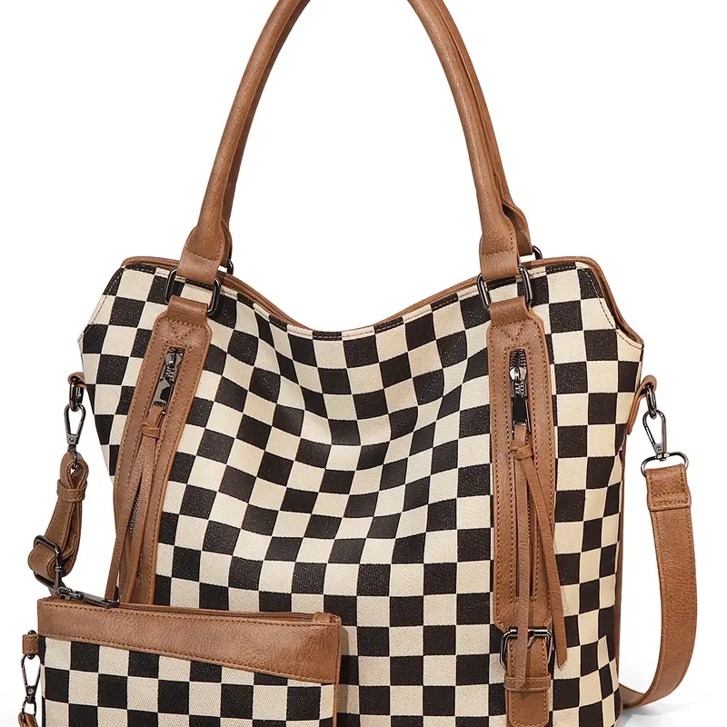 【Black Friday】Plaid Retro Handbag, Large Capacity Bag Set, Fashion Crossbody Commuter Shoulder Bag for Fall & Winter, Stylish and Versatile Design, Christmas Gift