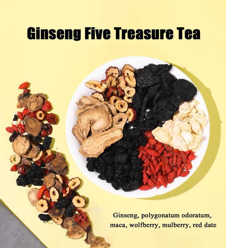 Eight Treasures Tea 120 Bags suit Turmeric Kidney Tea Formula Organic Ginseng Six Treasures Tea for Men & Women Traditional Herbal Blend for Kidney Cleanse Natural Energy Boost Holistic Wellness Beverage