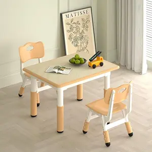 Kids Study Table and 2 Chairs Set,Height Adjustable Table and Chairs for Children and Toddlers,31.5"X23.6"Graffiti Desktop,Suitable for Daycare,Classrooms, Home