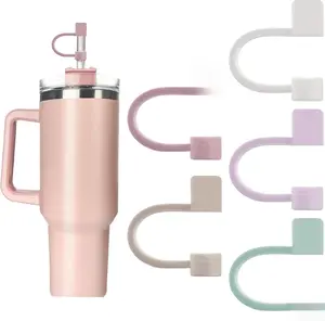 5Pcs 0.4in/10mm Diameter Silicone Straw Covers Cap Compatible with Stanley 20 30&40 Oz Cup, Straw Toppers for Stanley 40 Oz Tumbler with Handle, Dust-Proof Straw Caps for Water Bottle