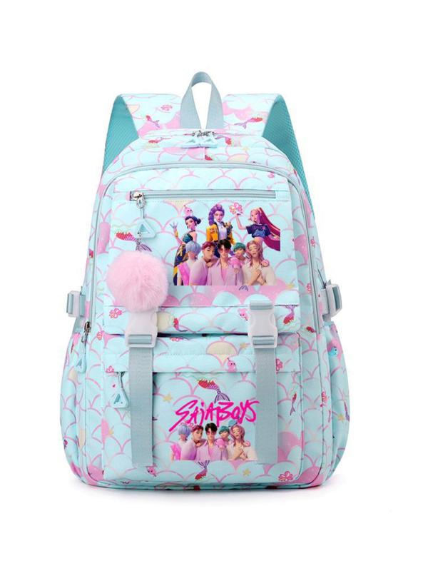 New K-Pop Demon Hunters Print Student Backpack, Fashion Casual Versatile Campus Style, Large Capacity Dual Shoulder Bag for Students, Cute Backpack