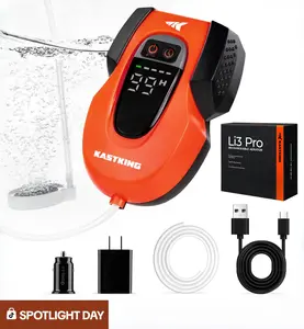 KastKing Li3 Aerator Pump - Rechargeable Battery, Real-Time Display, Multiple Airflow Settings, Aerator for Fish and Bait Buckets, Live Bait Aerator and More Aquarium Water SummerVibes