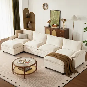 2-3 Packages 110-143 Inch Modular Sectional Couch with Ottoman, Big Comfy Cloud Couch, L/U Shaped 4-6 Seat Modern Deep Seat Modular Sofa for Living Room