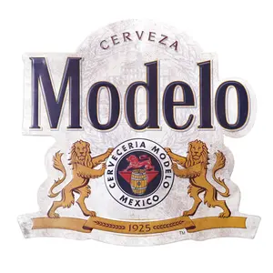 Modelo Cerveza Embossed Metal Wall Sign – Licensed Vintage-Style Bar Decor, 15.75" W x 15.4" H, Lightweight with Sawtooth Hangers