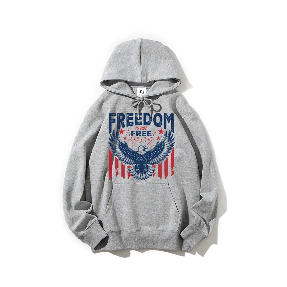 Unisex Patriotic Bald Eagle USA Flag Graphic Hoodie - Breathable, Loose-Fitting, Basic, Heavyweight Fleece Pullover for Veterans, Cold Wash, Casual White Hooded Top Apparel (Hoodie/Jumper)