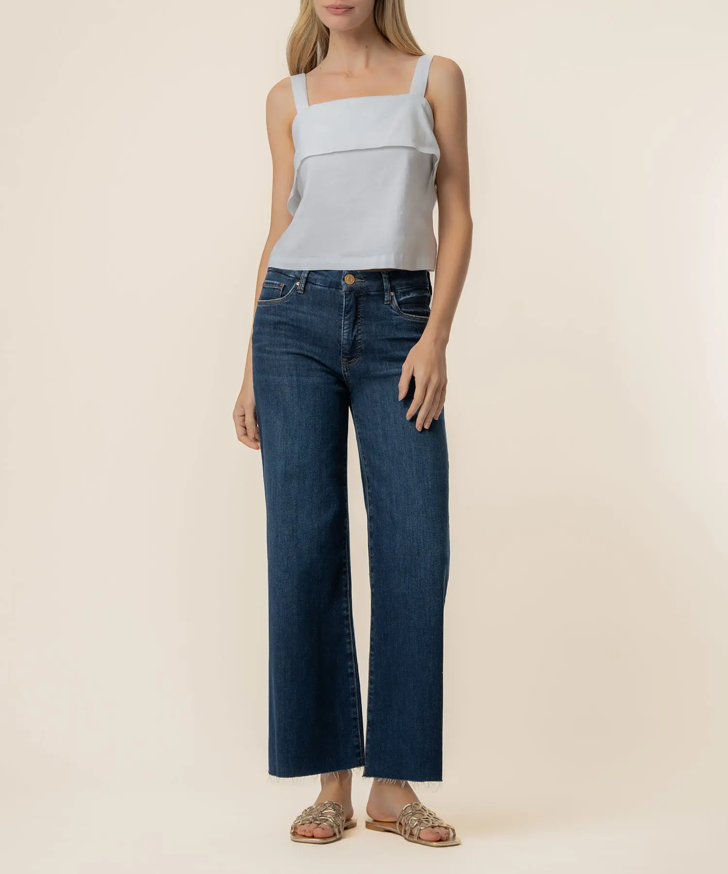 Melanie Linen Tank Top in White
