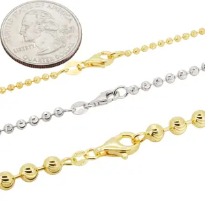 925 Sterling Silver 14k Gold Vermeil 2-5mm Mooncut Chain Necklace 16”-30”