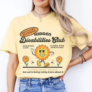 Hidden Disability Shirt, s Syndrome, PCOS, Spoonie Gift, Invisible Illness T-Shirt, Colors Retro Graphic Tee, Chronic Pain Tshirt Comfort Cotton