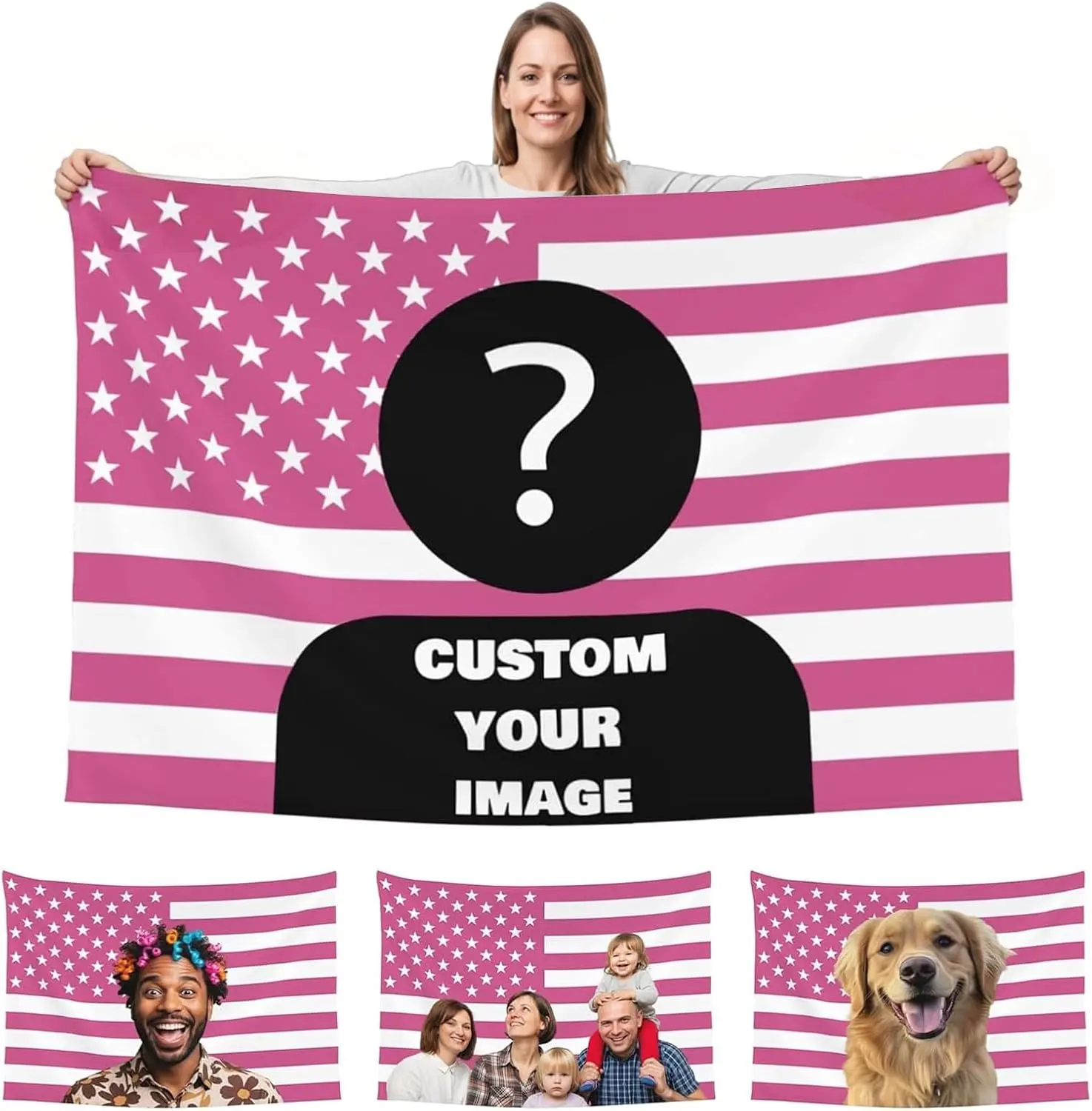 Custom Pink America Flag Personalized Flags Design Your Image Funny Tapestry Poster For Decorate Clubs tapestry