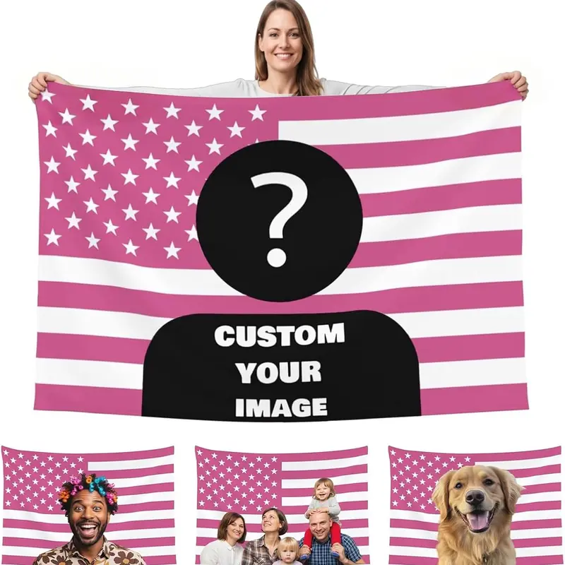 Custom Pink America Flag Personalized Flags Design Your Image Funny Tapestry Poster For Decorate Clubs tapestry