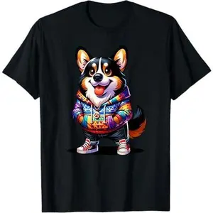 Tri Color Corgi Dog Cool Jacket Outfit Dog Mom Dad T-Shirt