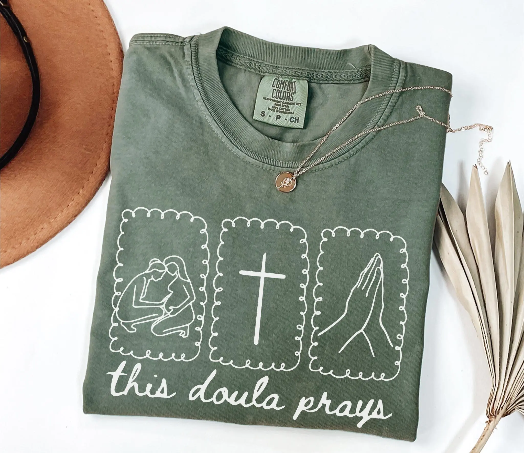 This Doula Prays Shirt, Christian Doula T-shirt, Comfort Colors Birthworker Tee Shirt, Gift for Birth Doula, Spiritual Doula, Doula Gift